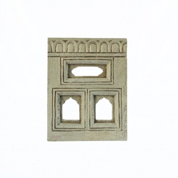 Timeless Jharokha Frame with Two Windows - Grey