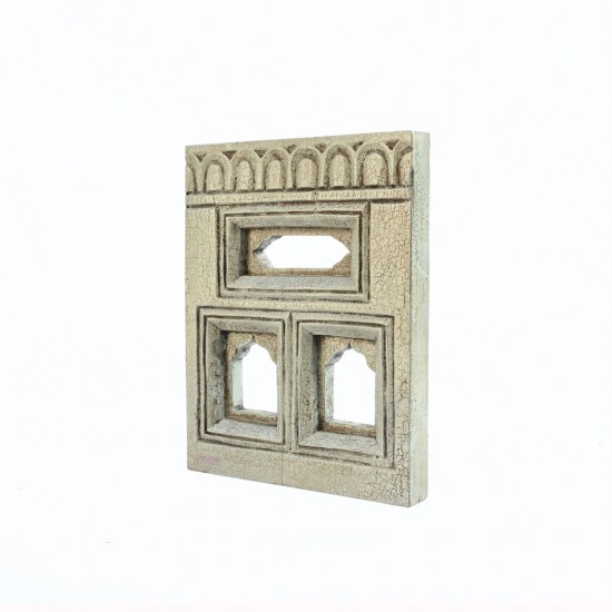 Timeless Jharokha Frame with Two Windows - Grey