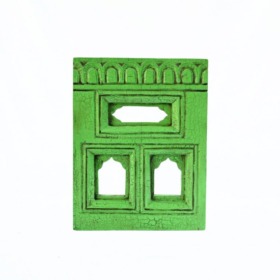 Timeless Jharokha Frame with Two Windows - Green