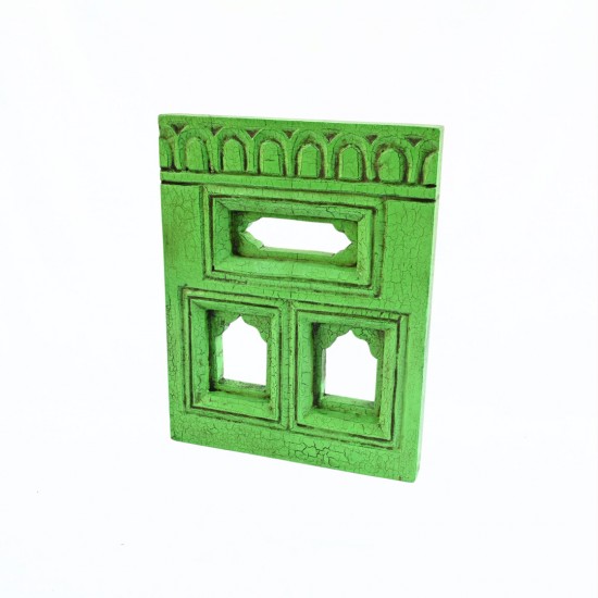 Timeless Jharokha Frame with Two Windows - Green