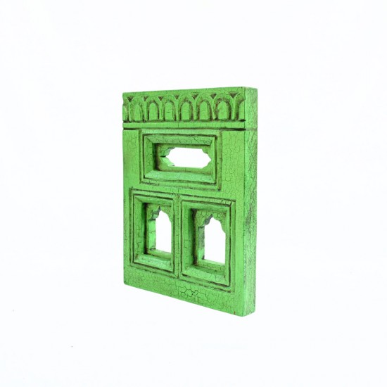 Timeless Jharokha Frame with Two Windows - Green