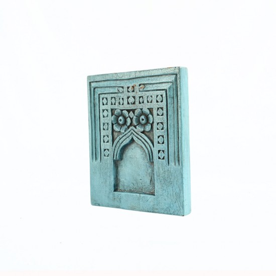 Timeless Jharokha Frame with Floral Carving - Blue