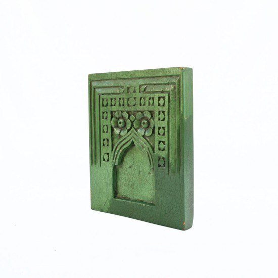 Timeless Jharokha Frame with Floral Carving - Green