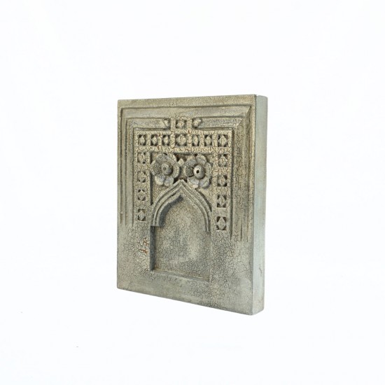 Timeless Jharokha Frame with Floral Carving - Grey