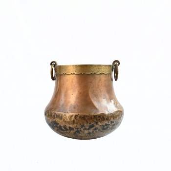 Vintage Copper Pot With Brass Handles