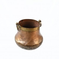 Vintage Copper Pot With Brass Handles