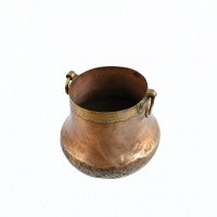 Vintage Copper Pot With Brass Handles