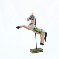 Hand Painted Wooden Horse on Stand 