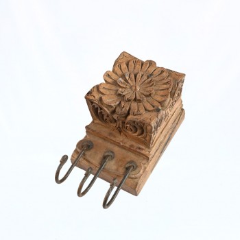 Floral Hand Carved Wooden Block Hooks