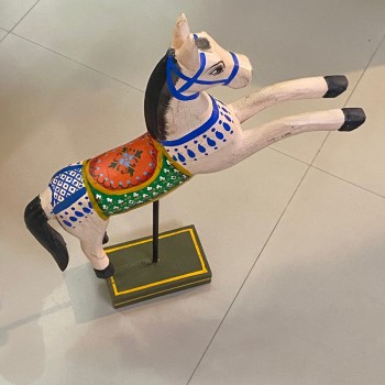 Hand Painted Wooden Horse on Stand 