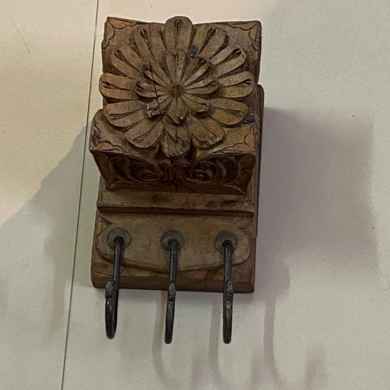 Floral Hand Carved Wooden Block Hooks