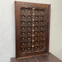 Antique Window Shaped Wall Decor With Brass Studs