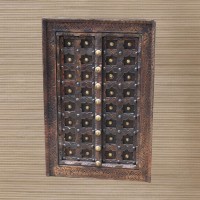 Antique Window Shaped Wall Decor With Brass Studs