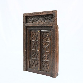 Vintage Hand carved Wooden Jharokha with Window