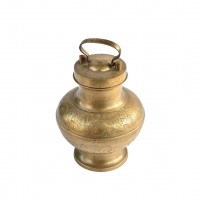 Traditional Handcrafted Brass Ganga Jal Kalash with Handle