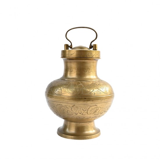 Traditional Handcrafted Brass Ganga Jal Kalash with Handle