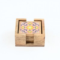 Classic Wooden Coasters with Tile Work