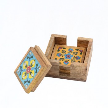 Classic Wooden Coasters with Tile Work