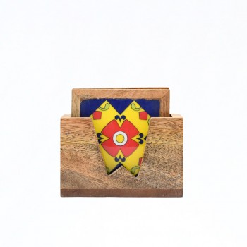 Elegant Wooden Coasters with Tile Work