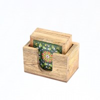 Wooden Coasters with Colorful Ceramic Tile