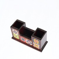 Classic Wooden Pencil Stand With Ceramic Tiles