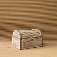 Distressed white wooden Jewellery box with brass work