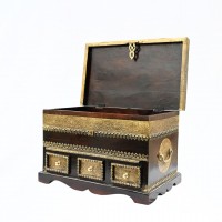 Traditional wooden pitara with fine brass  hand work 