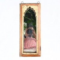 Reclaimed vintage wooden wall mirror 21"