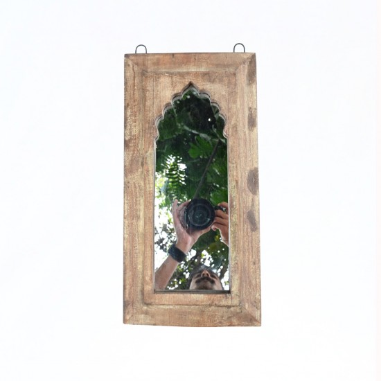 Reclaimed vintage old wooden wall mirror 18"