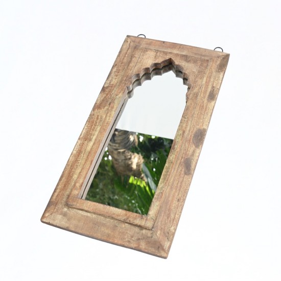 Reclaimed vintage old wooden wall mirror 18"