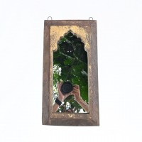 Timeless vintage wooden wall mirror 19"