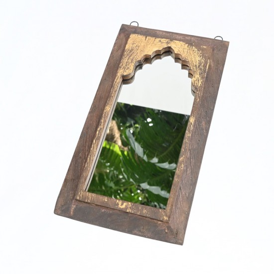 Timeless vintage wooden wall mirror 19"