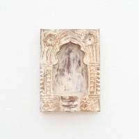 White Wooden Wall Jharokha Frame with Candle Holder