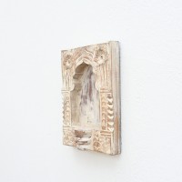 White Wooden Wall Jharokha Frame with Candle Holder