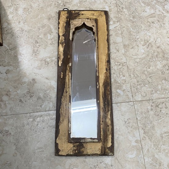 Reclaimed vintage wooden wall mirror 19"