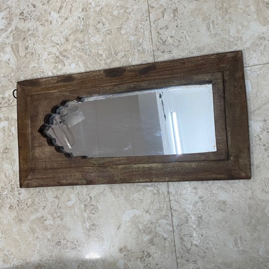 Reclaimed vintage old wooden wall mirror 18"