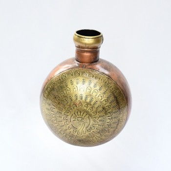 Etched Kudia Pot Peacock - 12 Inch