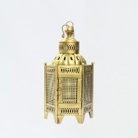 Iron Perforated Golden Hanging Lantern Height 24 Inch