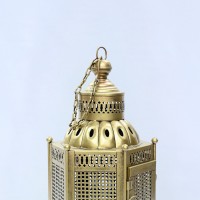 Iron Perforated Golden Hanging Lantern Height 24 Inch