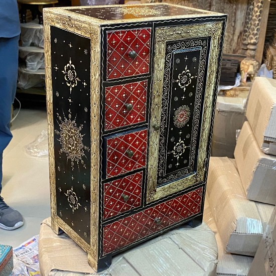 Traditional hand painted wooden cabinet