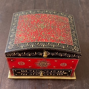 Hand painted jewellery box in Red and Black