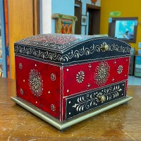 Hand painted jewellery box in Red and Black