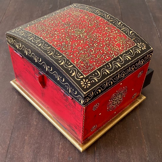 Hand painted jewellery box in Red and Black