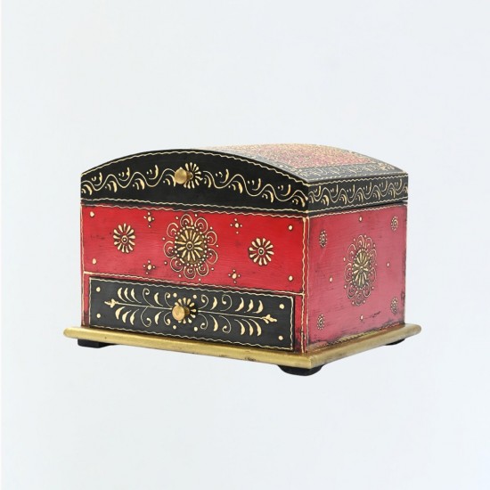 Hand painted jewellery box in Red and Black