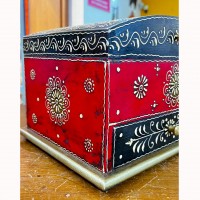 Hand painted jewellery box in Red and Black