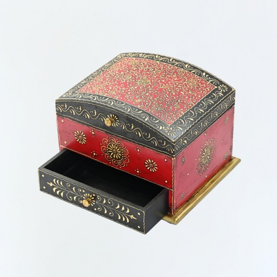 Hand painted jewellery box in Red and Black