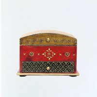 Hand painted jewellery box in Red and Golden