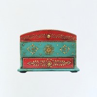 Hand painted jewellery box and organizer in red and Blue