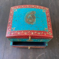 Hand painted jewellery box and organizer in red and Blue