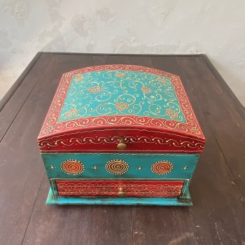 Hand painted jewellery box and organizer - Blue